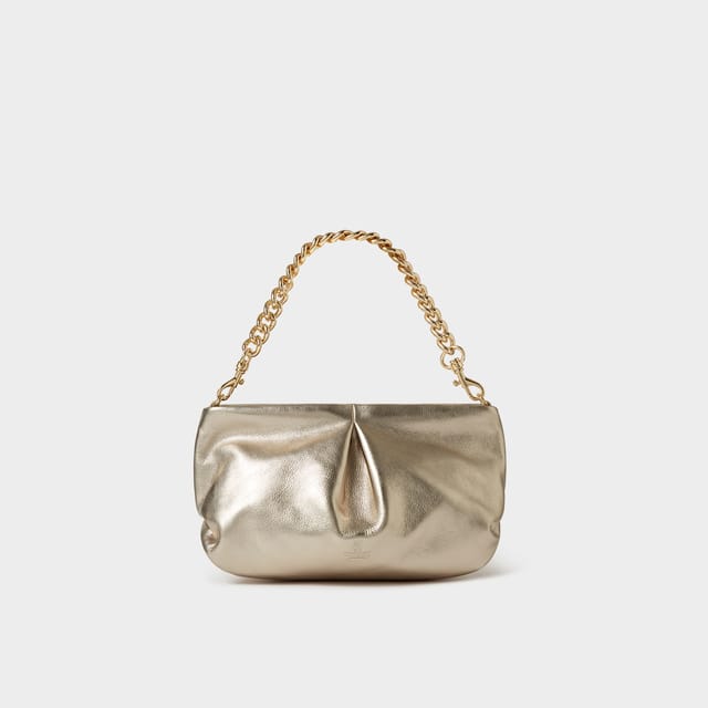 OSPREY LONDON OSPREY LONDON Women's The Luxe Pleat Carina Leather Shrug Clutch Bag in Metallic Gold - 2