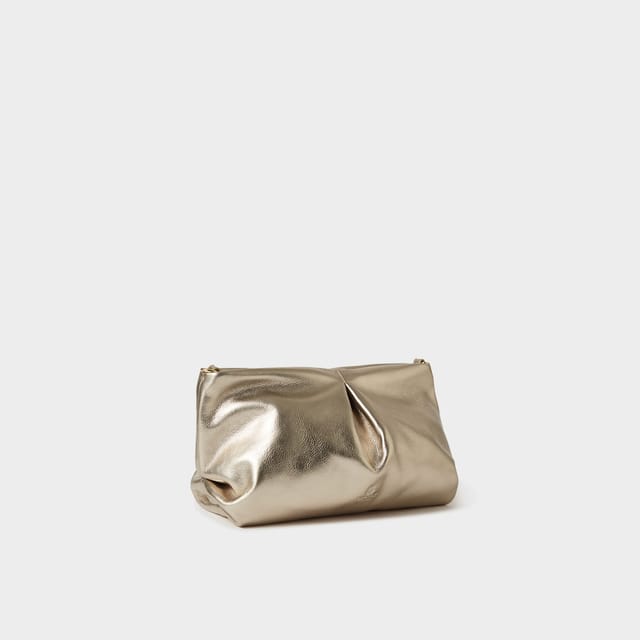 OSPREY LONDON OSPREY LONDON Women's The Luxe Pleat Carina Leather Shrug Clutch Bag in Metallic Gold - 3