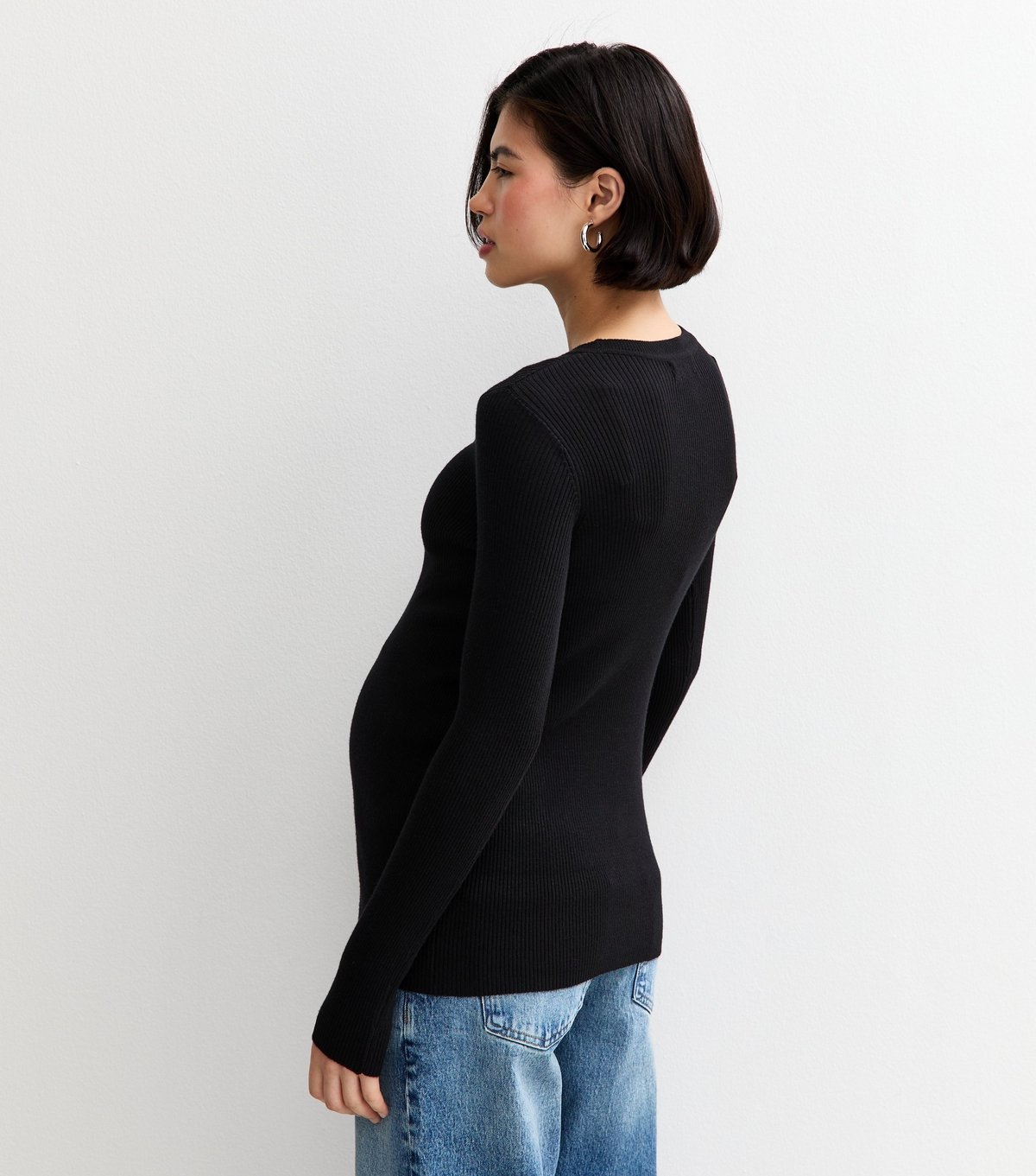 New Look Women's Maternity Black Rib Crew Neck Jumper New Look - 4