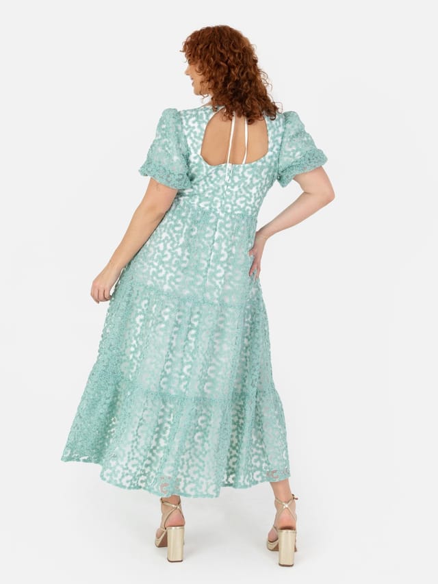 Maya Deluxe Maya Deluxe Women's Embroidered Open Back Midi Dress in Green - 2