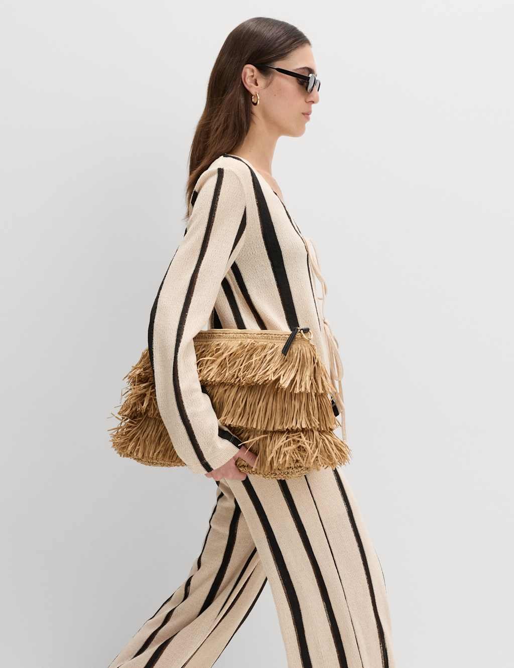 Marks & Spencer M&S Striped Tie Front Top Natural Mix - 2