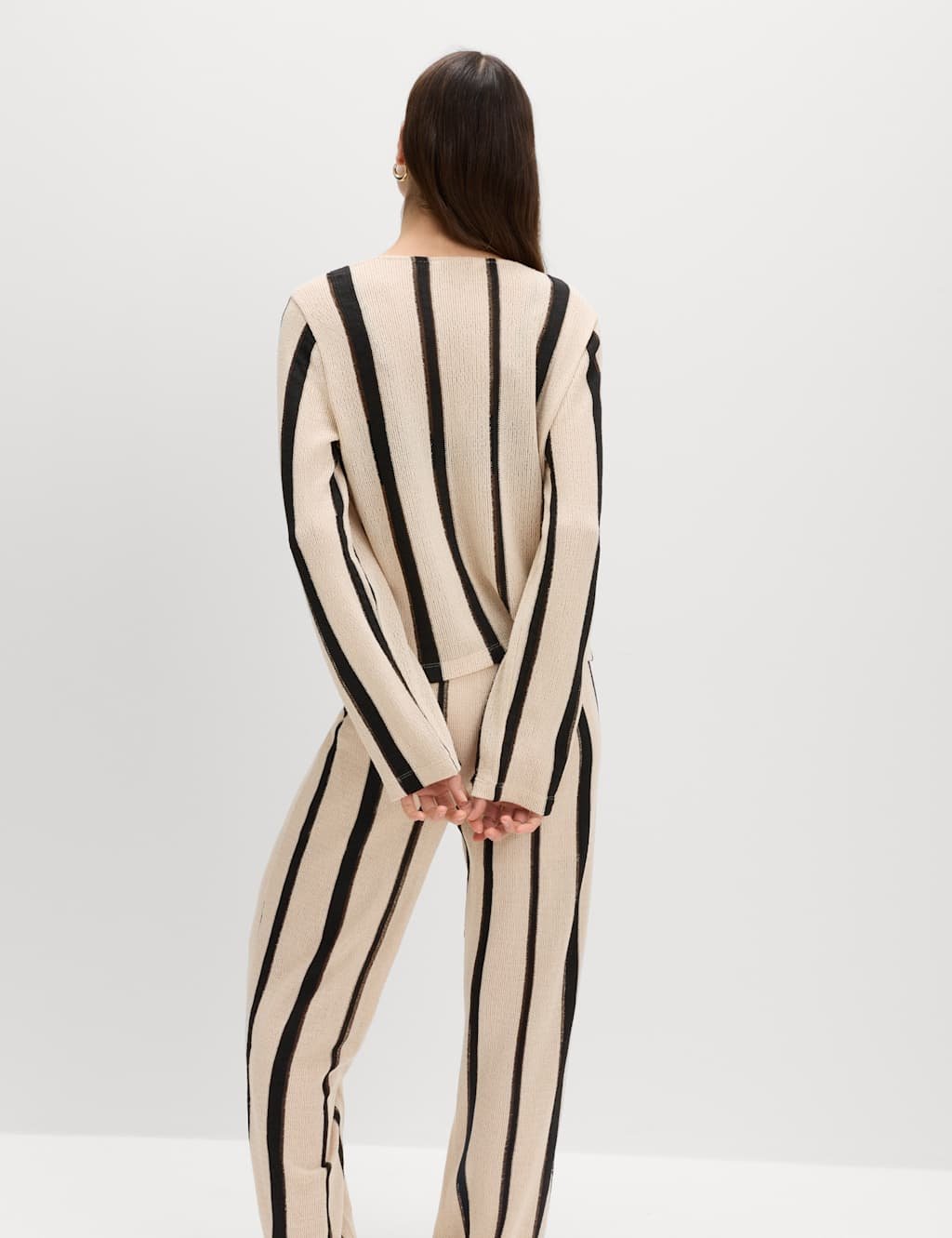 Marks & Spencer M&S Striped Tie Front Top Natural Mix - 3