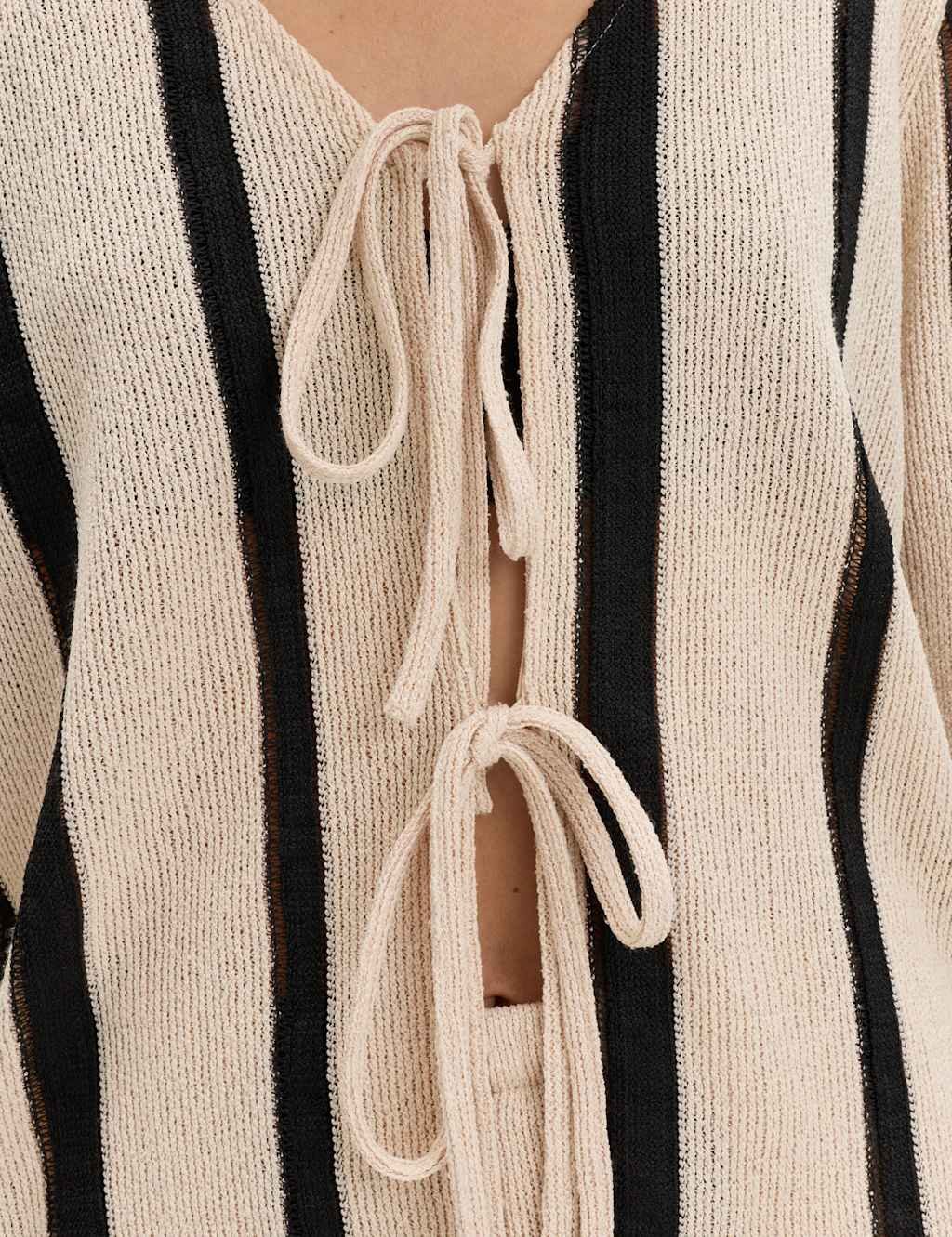 Marks & Spencer M&S Striped Tie Front Top Natural Mix - 4