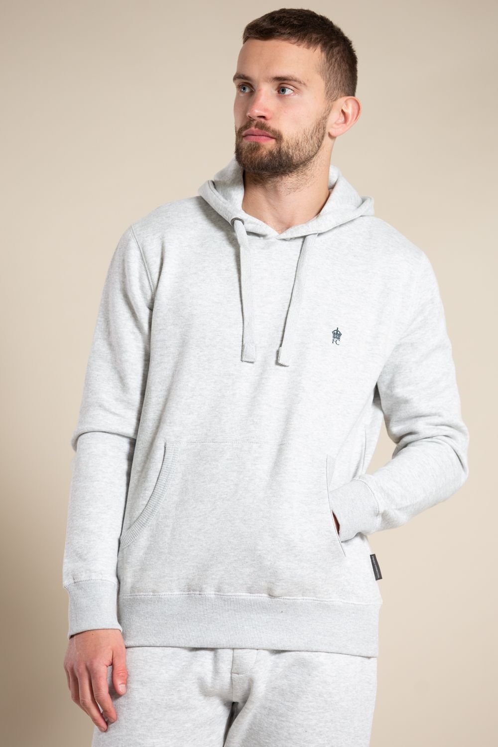 French Connection French Connection Men's Cotton Blend Hoody in Light Grey - 2