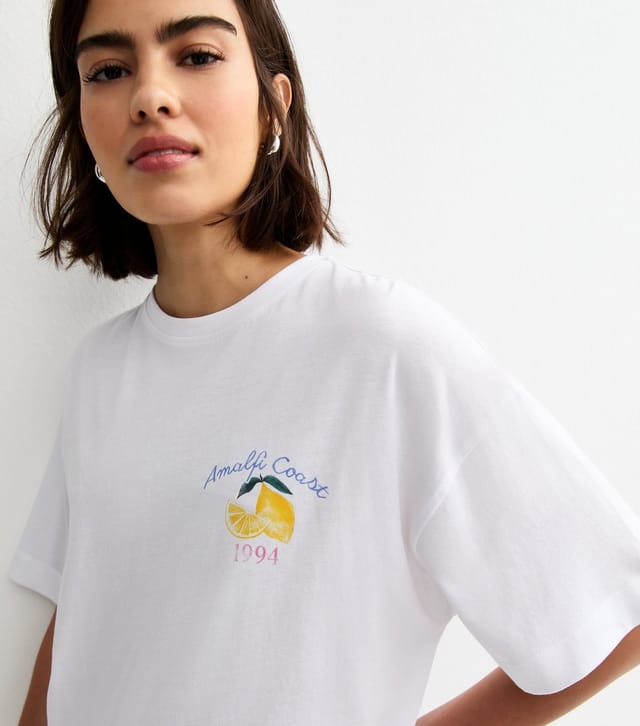New Look Women's White Limoncello Print Oversized T-Shirt New Look - 2