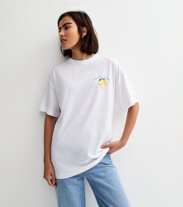 New Look Women's White Limoncello Print Oversized T-Shirt New Look - 3