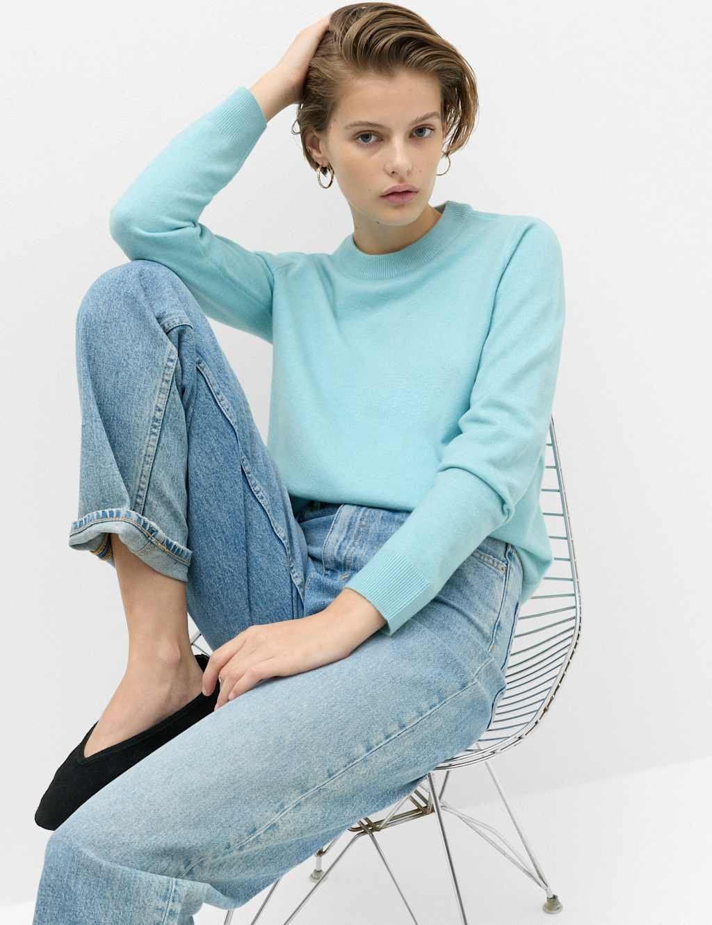 Marks & Spencer M&S Air-Yarn Crew Neck Jumper Soft Turquoise