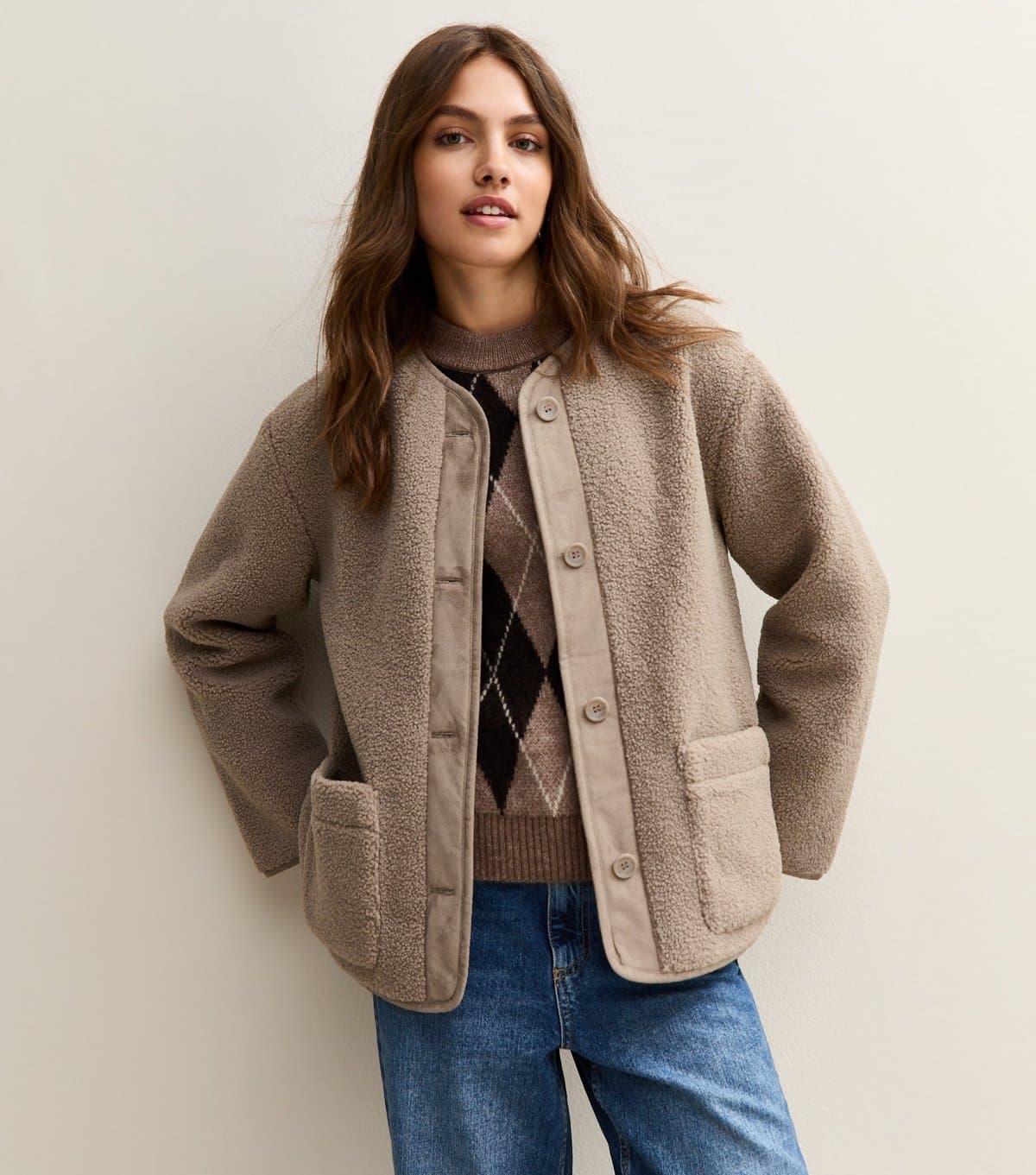 New Look Women's Mink Borg Button Through Jacket New Look