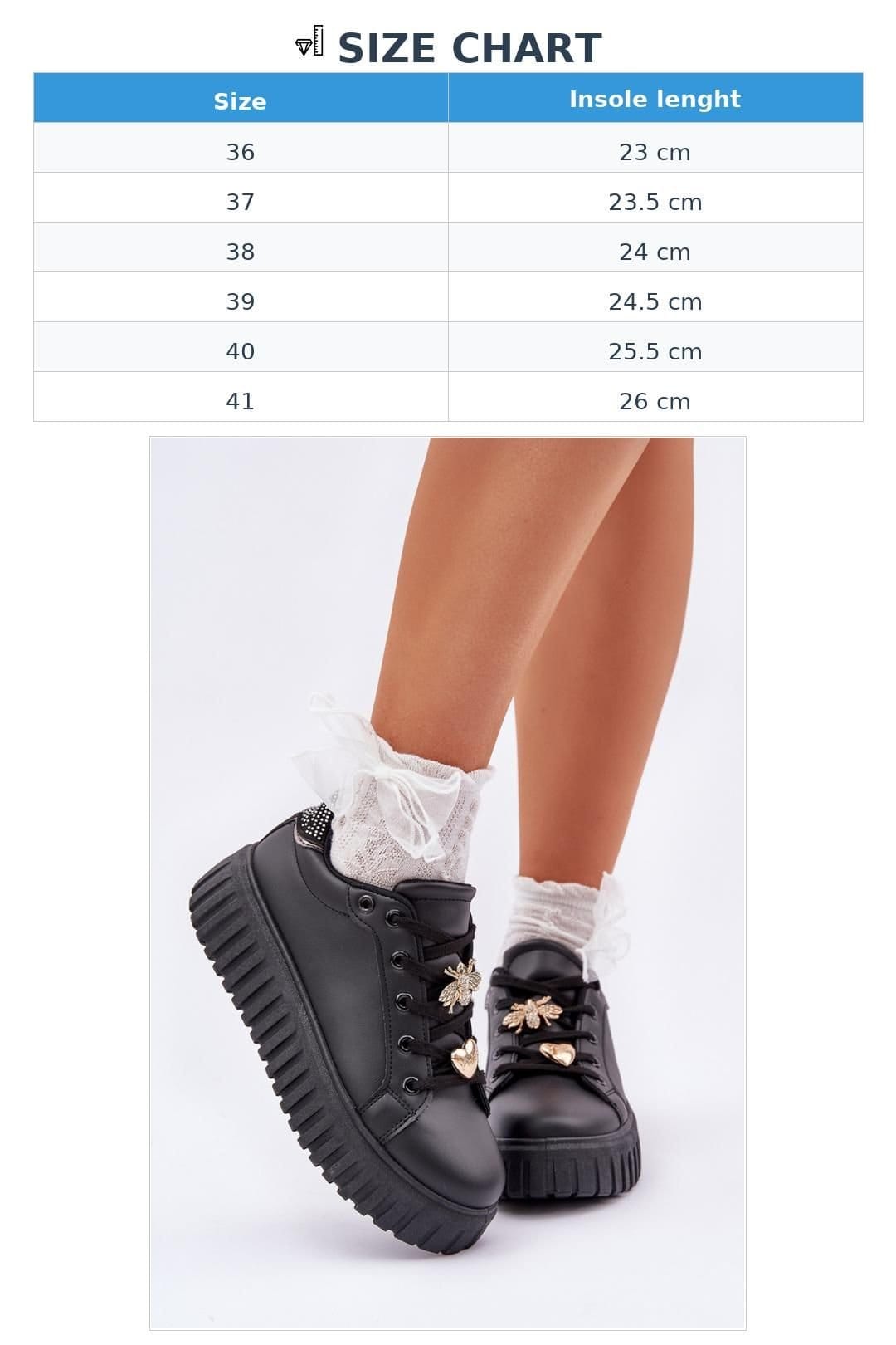 Love Lace Love Lace Women's Platform Sneakers Ecological with Cute Pins for Comfort in Black - 4