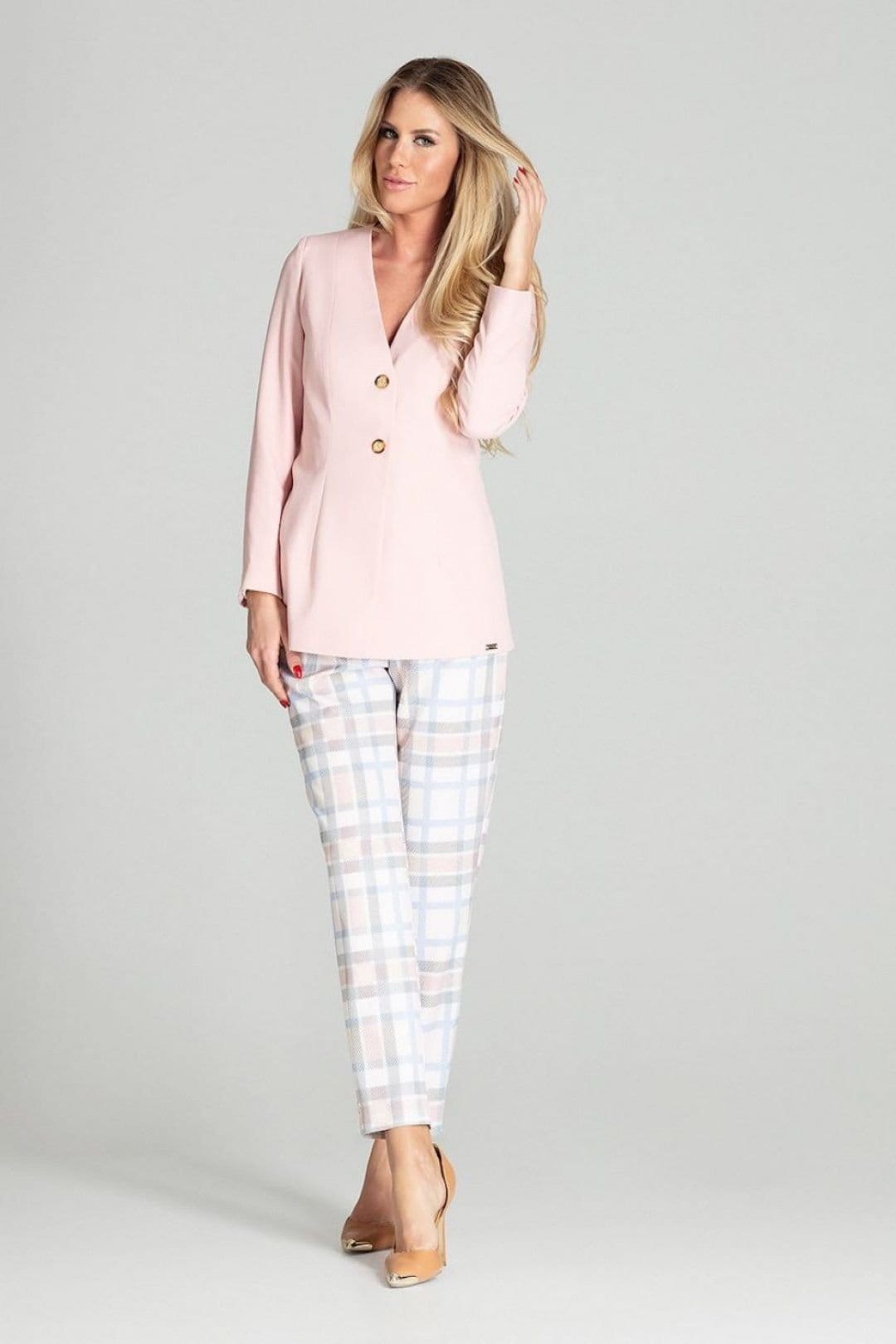 Love Lace Love Lace Women's Slim Fit Extended Spring Jacket Lined Stand Collar in Pink - 4