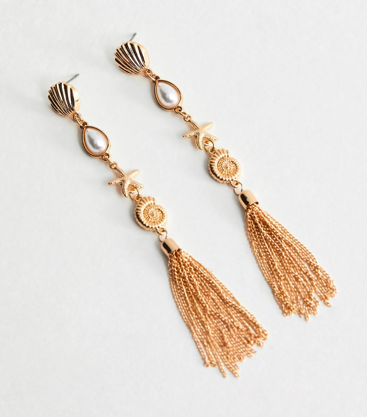 New Look Gold Tone Seashell Tassel Drop Earrings New Look - 3