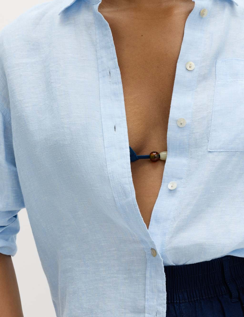 Marks & Spencer M&S Pure Linen Shirt Chambray - 4