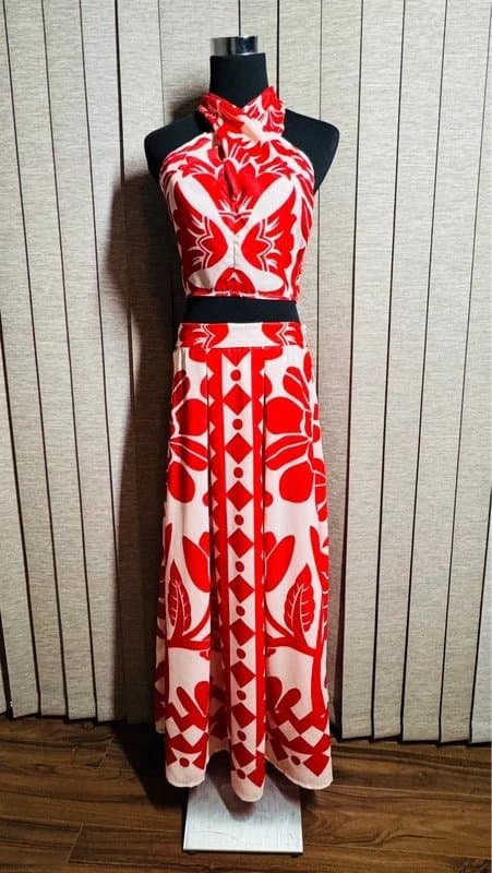 Shein Shein red & white halter co ord set skirt & top BNWOT size L