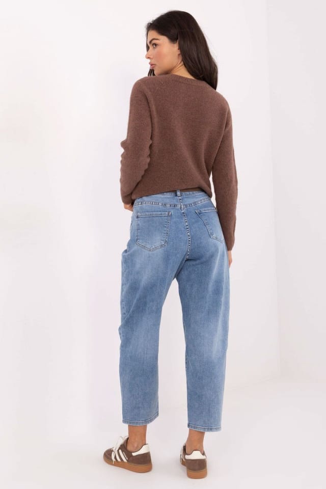 Love Lace Love Lace Women's High Waist Carrot Jeans with Belt Trinket in Blue - 3