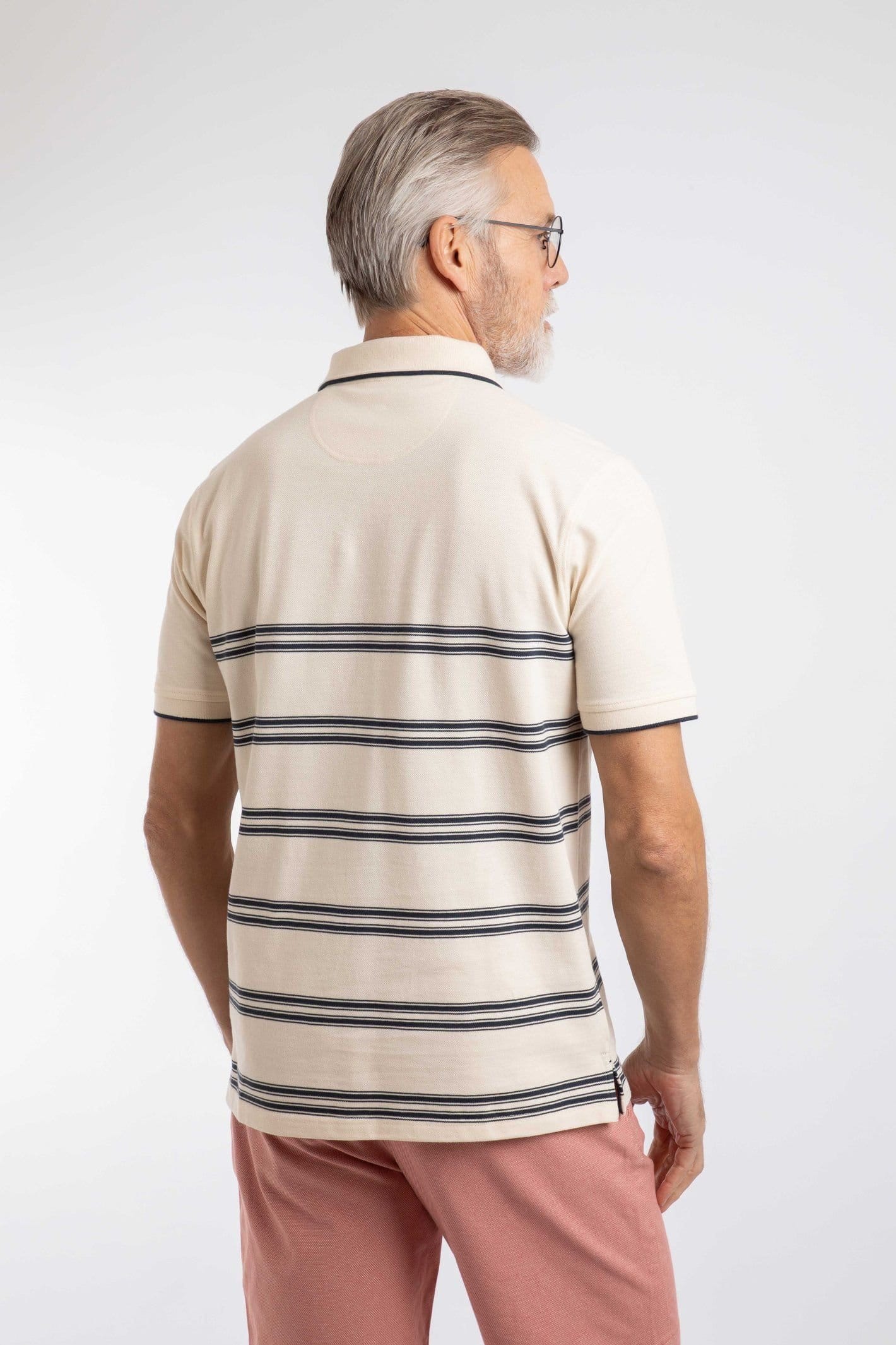 Weird Fish Weird Fish Men's Bradbury Pique Stripe Polo Shirt in Ecru - 4