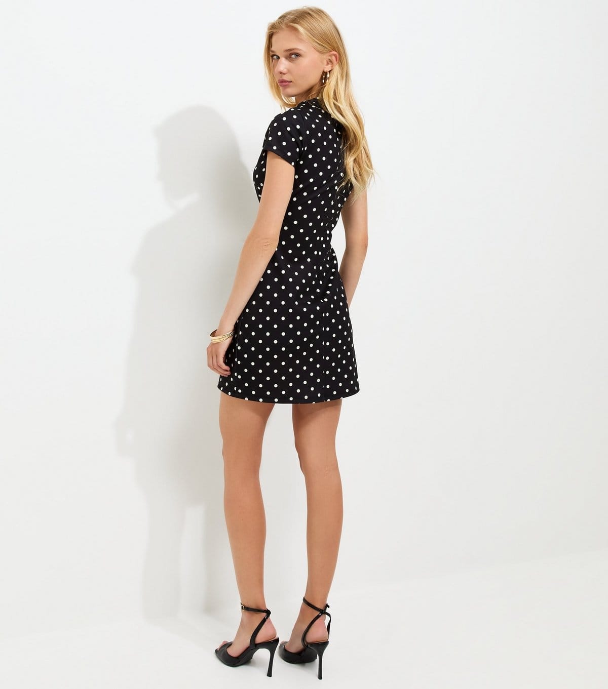 New Look Women's Black Polka Dot Cut Out Neck Mini Dress New Look - 4