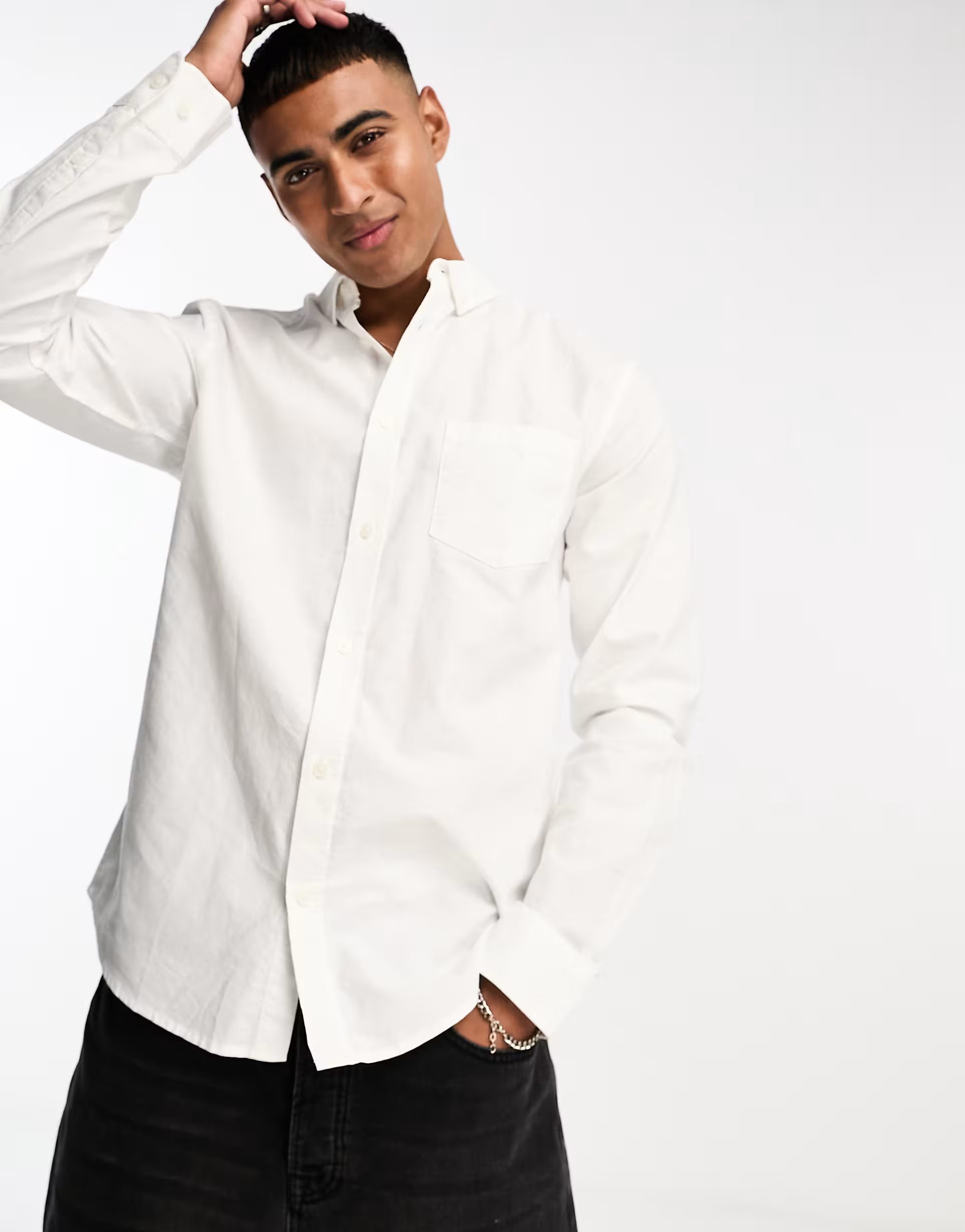 ASOS ONLY & SONS slim fit button down oxford shirt in white - 1