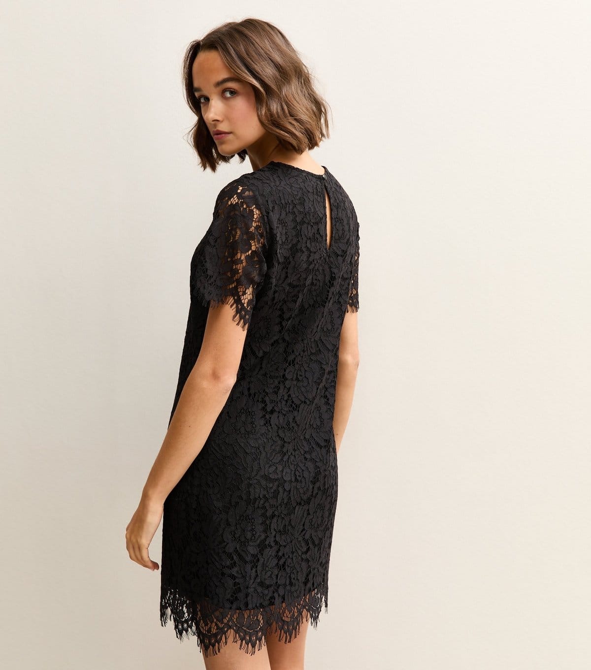 New Look Women's Black Lace T Shirt Mini Dress New Look - 4