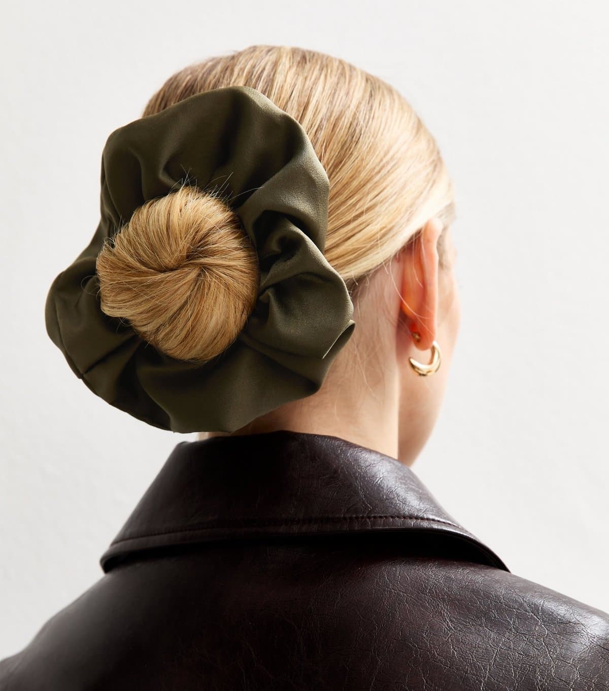 New Look Khaki Satin Scrunchie New Look