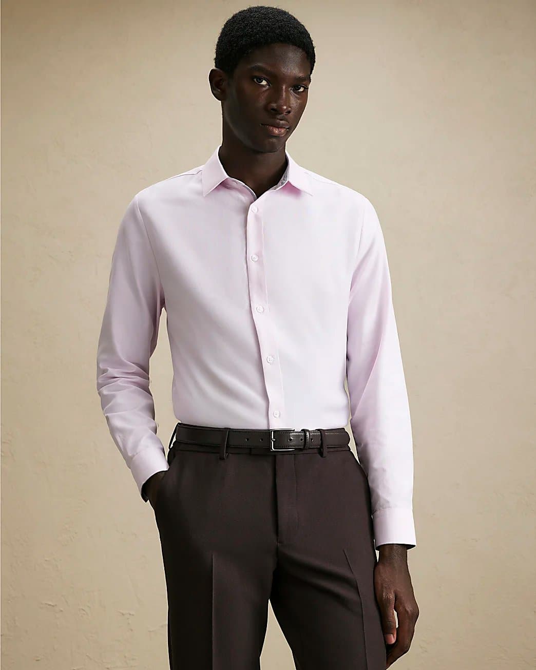 River Island Mens River Island Pink Slim Fit Premium Cotton Blend Shirt