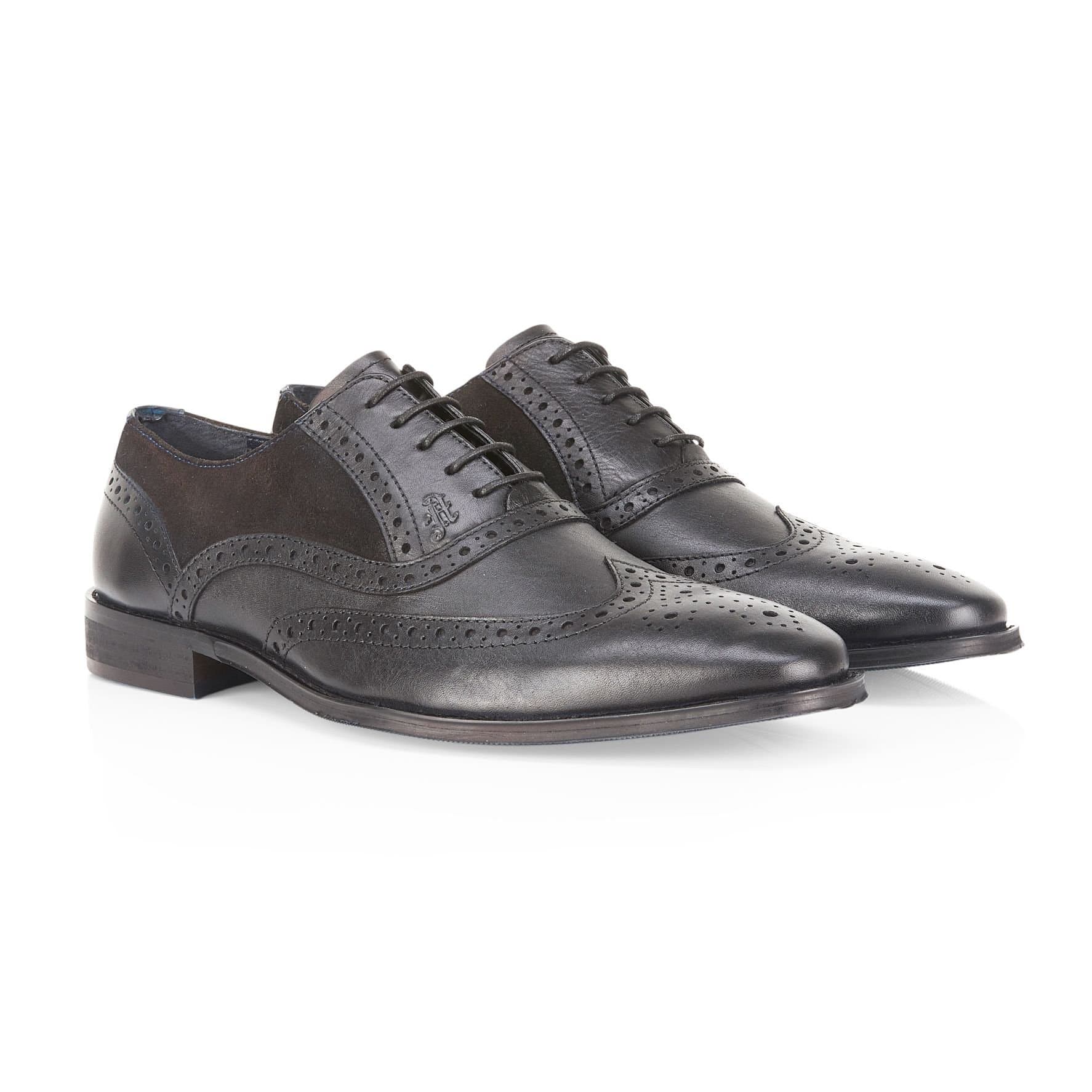 Amen Shoes Amen Shoes Men's Derry Leather Brogue Shoes in Black