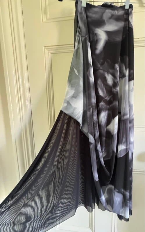ASOS Design Black- flower print - layered ASOS long skirt - light and airy