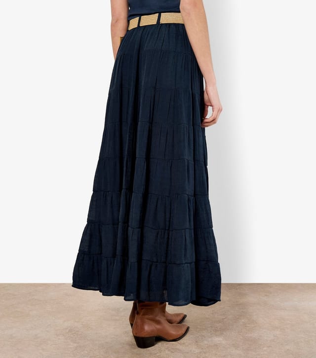 Apricot Women's Navy Tiered Shimmer Skirt Apricot New Look - 3