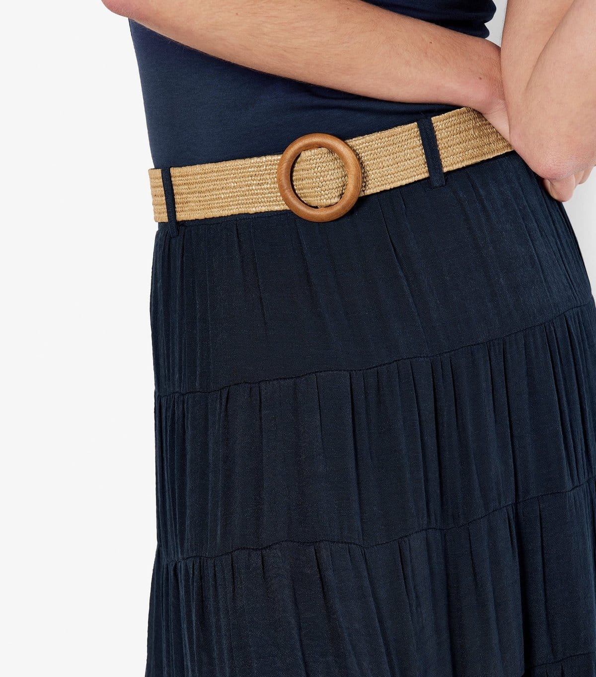 Apricot Women's Navy Tiered Shimmer Skirt Apricot New Look - 4