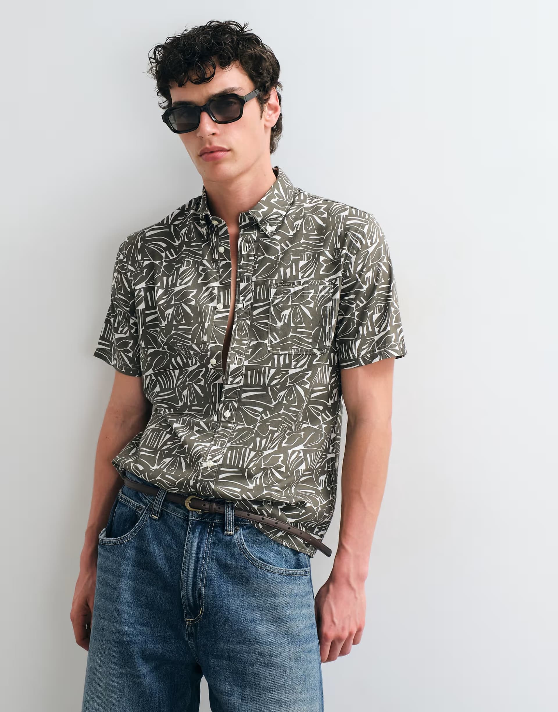 ASOS Barbour Orton short sleeve summmer printed shirt in green