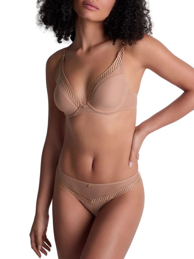Aubade Aubade Women's Sheer Emotion Triangle Plunge Bra in Nude - 3