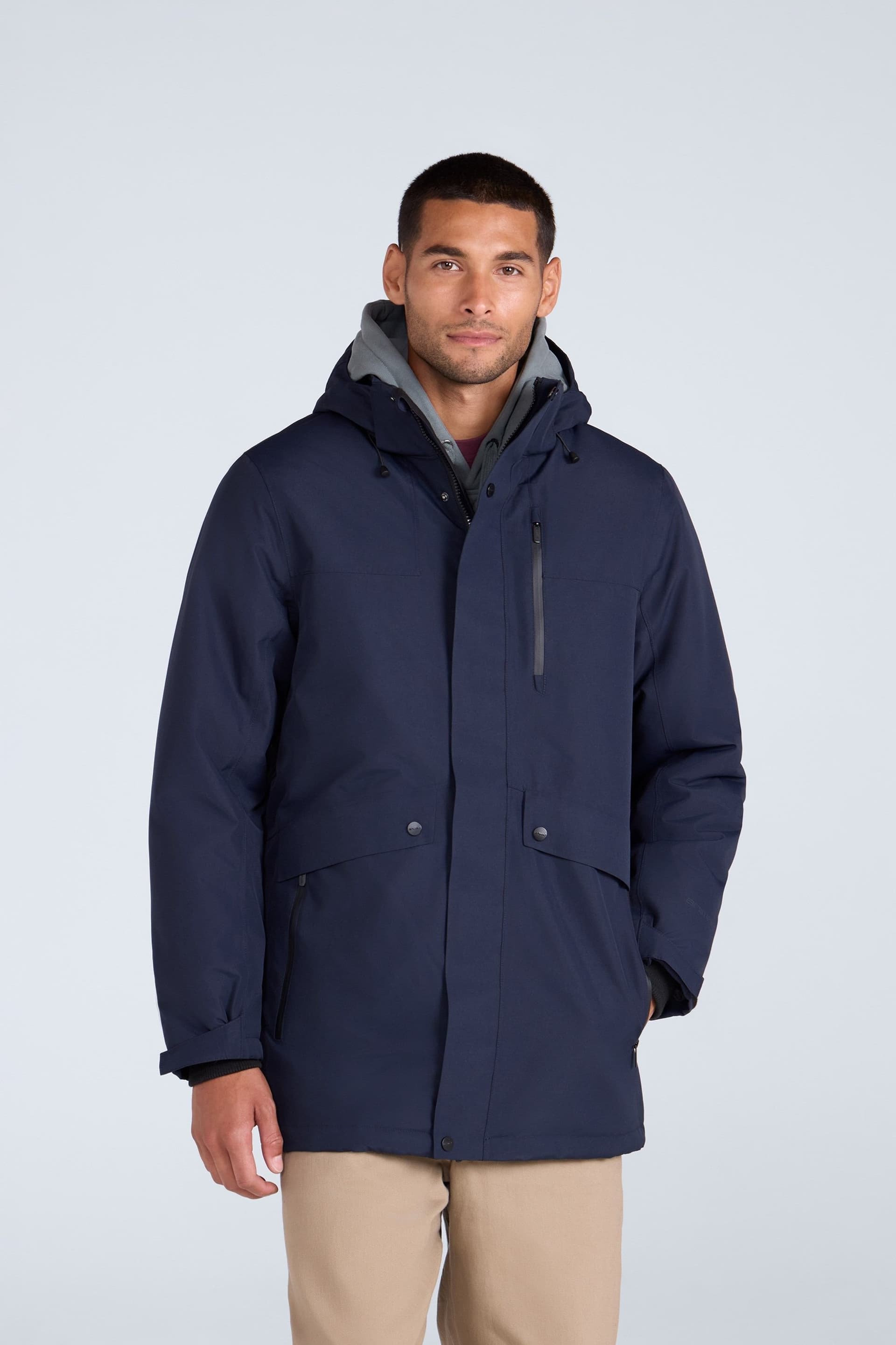 Animal Animal Men's 'Lisbon' Waterproof Breathable Side Pockets Taped Seams Thermal Parka in Navy