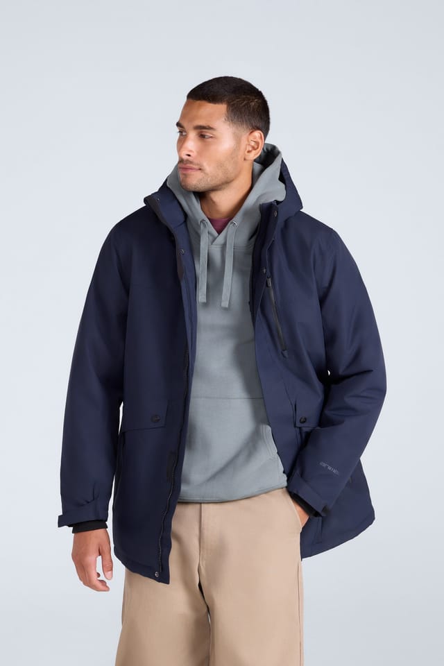 Animal Animal Men's 'Lisbon' Waterproof Breathable Side Pockets Taped Seams Thermal Parka in Navy - 3