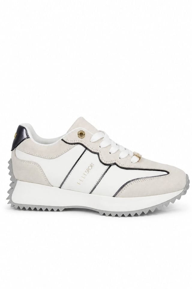 Elle Sport Elle Sport Women's Leather Chunky Sole Lace Up Trainers in Warm White - 2