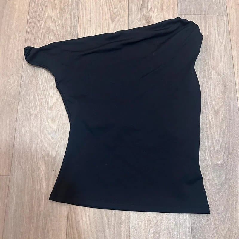 ASOS Black One Shoulder Ruched Top Size XS