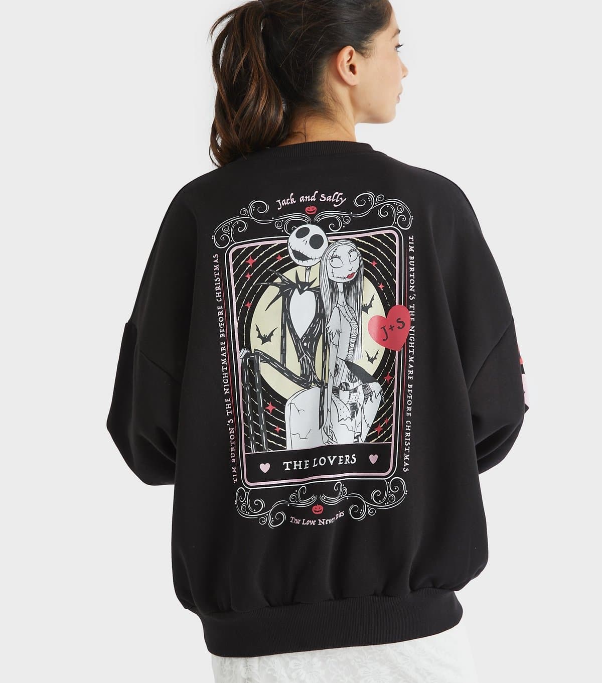 Skinnydip Women's Black Nightmare Before Christmas Lovers Sweatshirt Skinnydip New Look