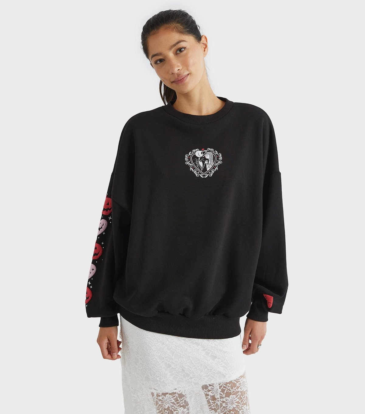 Skinnydip Women's Black Nightmare Before Christmas Lovers Sweatshirt Skinnydip New Look - 2