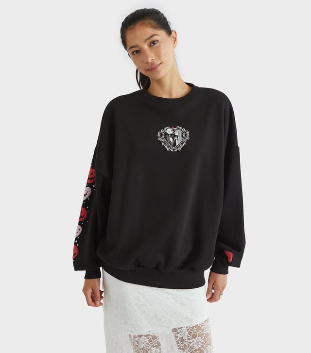 Skinnydip Women's Black Nightmare Before Christmas Lovers Sweatshirt Skinnydip New Look - 2