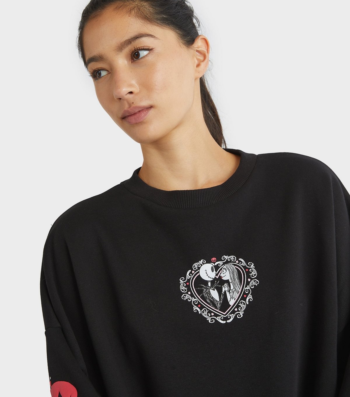 Skinnydip Women's Black Nightmare Before Christmas Lovers Sweatshirt Skinnydip New Look - 4