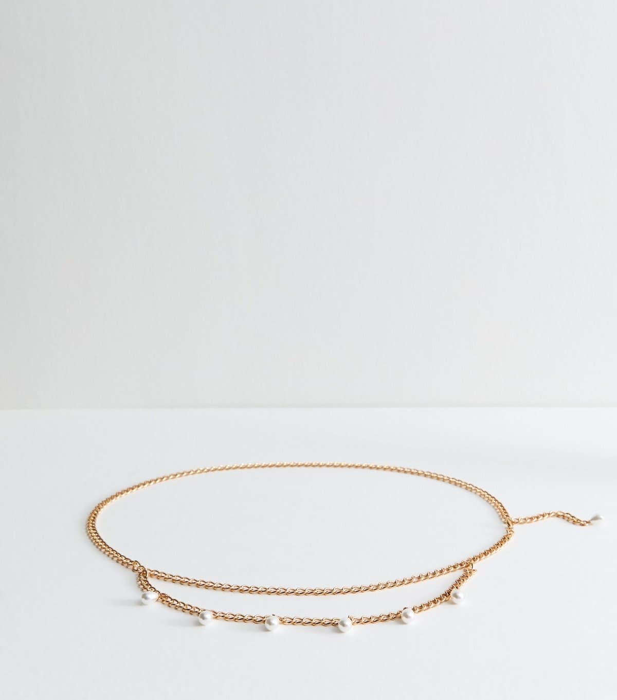 New Look Gold Faux Pearl Charm Chain Link Belt New Look