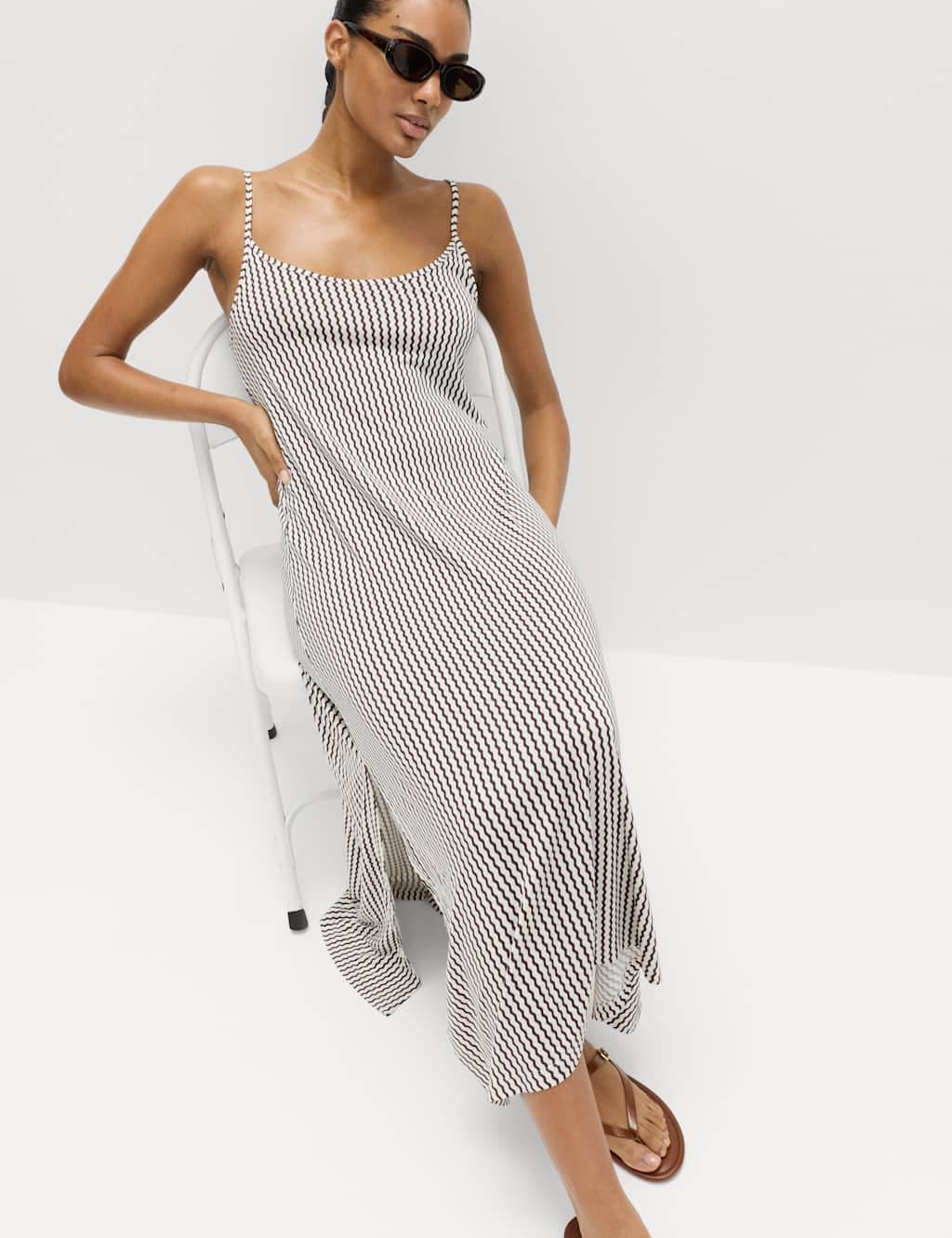 Marks & Spencer M&S Printed Jersey Midaxi Beach Dress Brown Mix