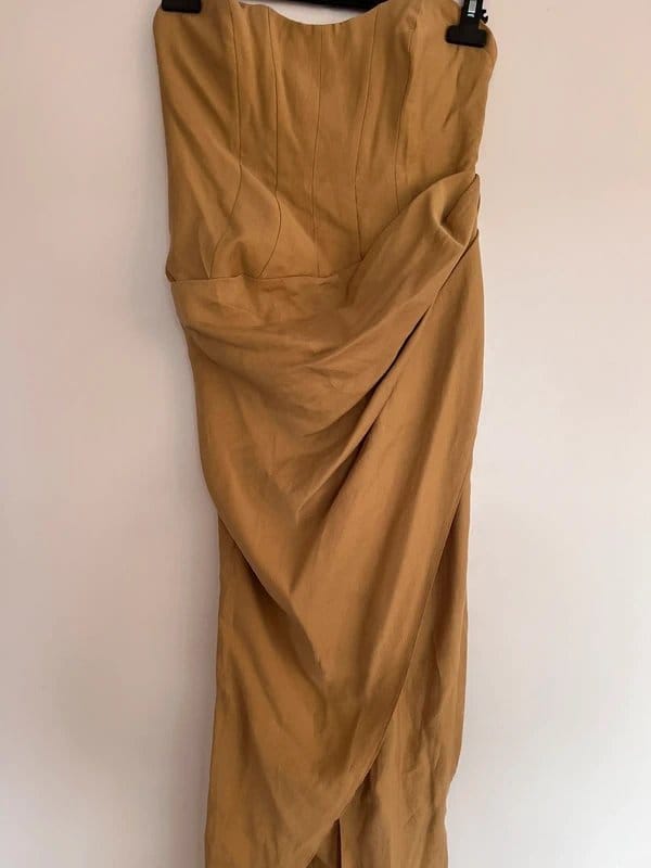 ASOS Mustard Gold Corset Bandeau Midi Dress