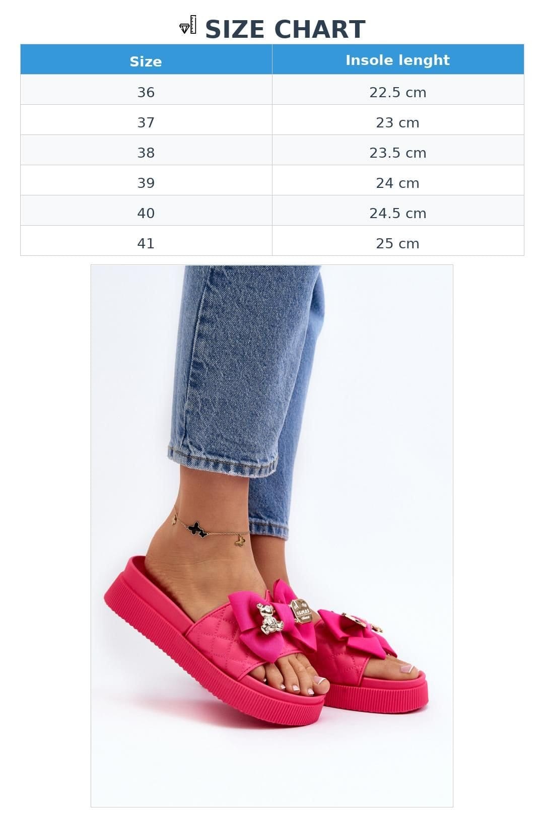 Love Lace Love Lace Women's Fabric Bow Platform Slippers with Bear Clasp Detail Imitation in Pink - 4
