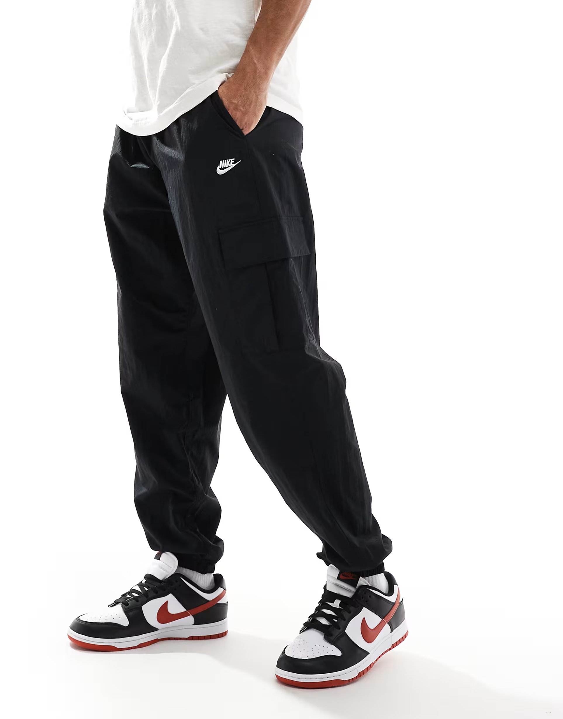 ASOS Nike Club woven cargo trousers in black - 1