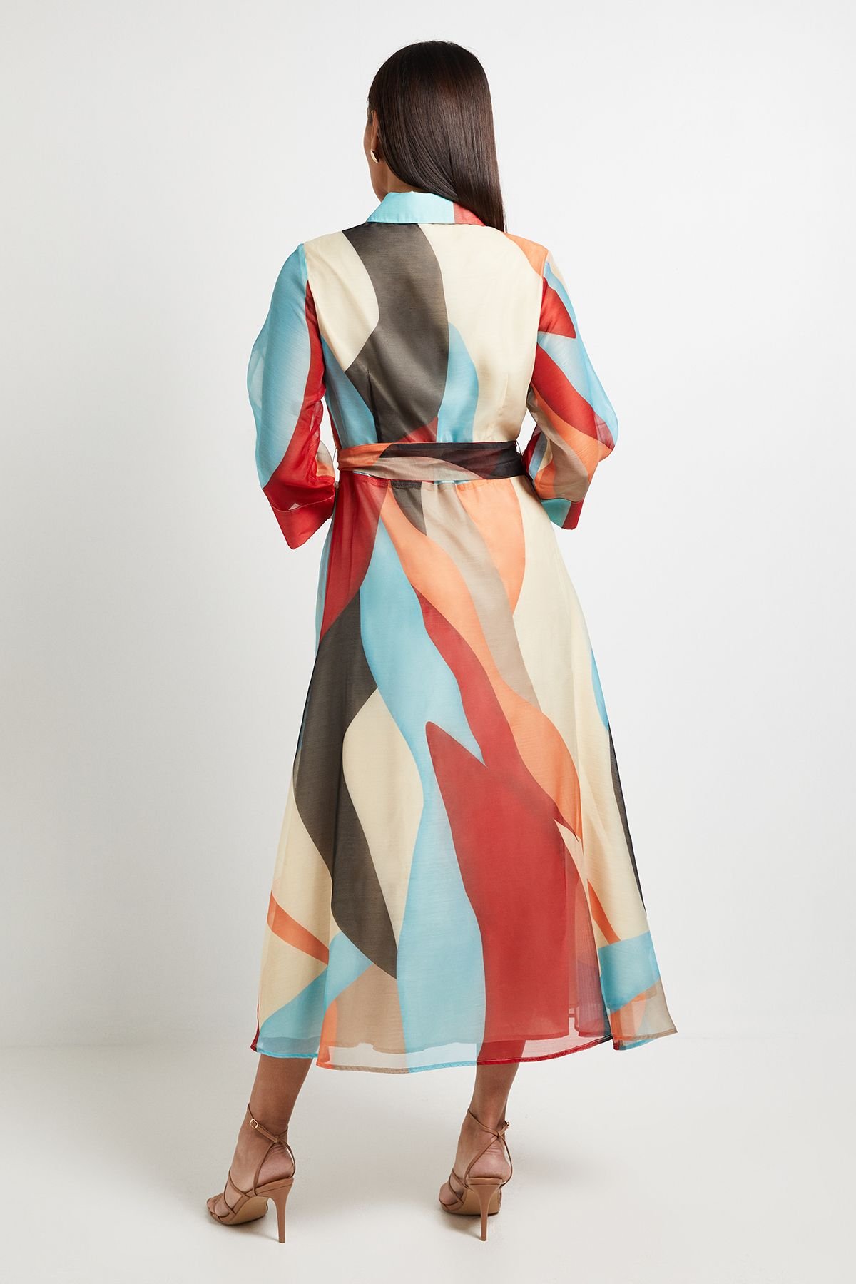 Principles Principles Women's Abstract Print Belted Collared Shirt Dress - 3