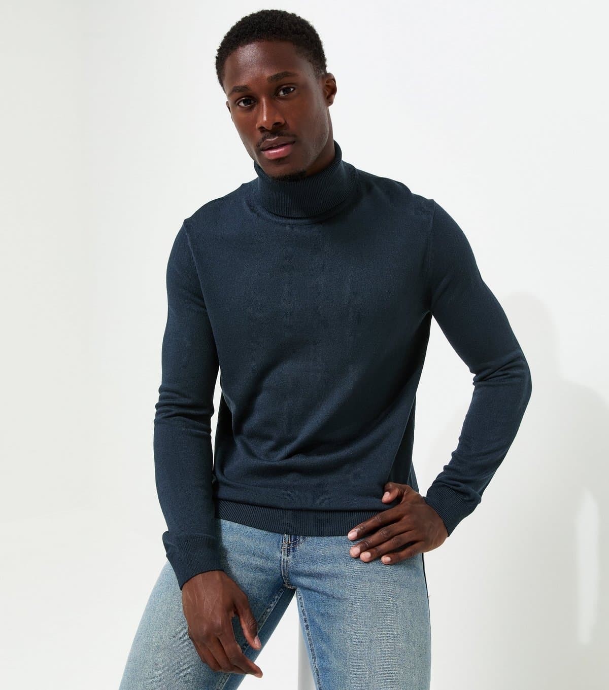 New Look Men's Navy Regular Fit Knitted Roll Neck Jumper New Look