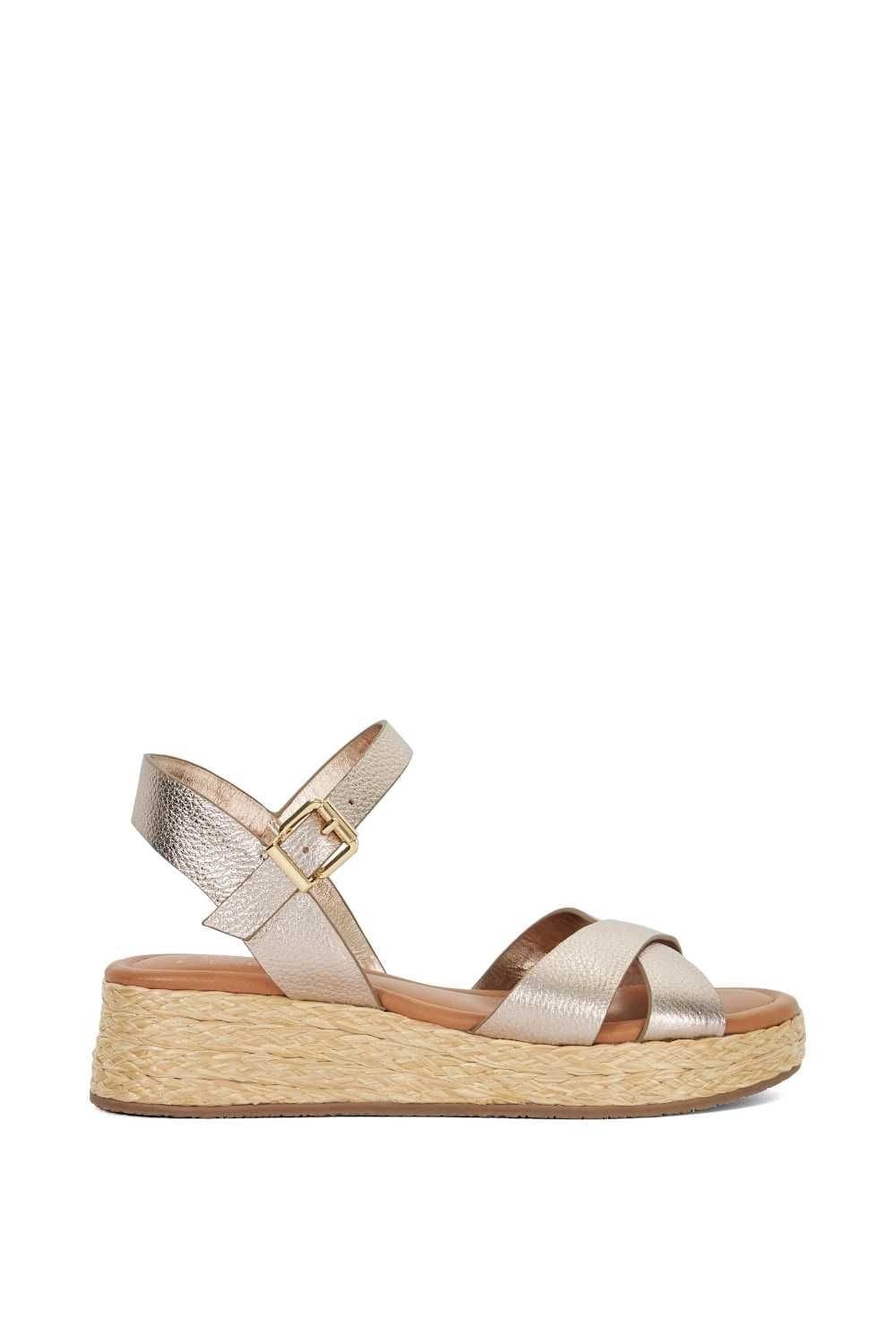 Dune London Dune London Women's Wide Fit 'Littleton' Leather Sandals in Metallics