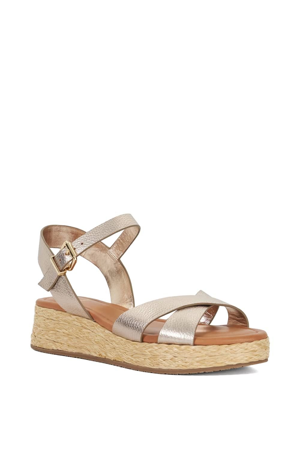 Dune London Dune London Women's Wide Fit 'Littleton' Leather Sandals in Metallics - 2