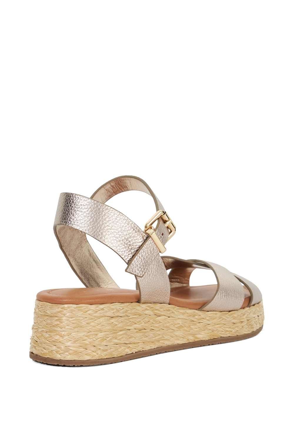 Dune London Dune London Women's Wide Fit 'Littleton' Leather Sandals in Metallics - 3