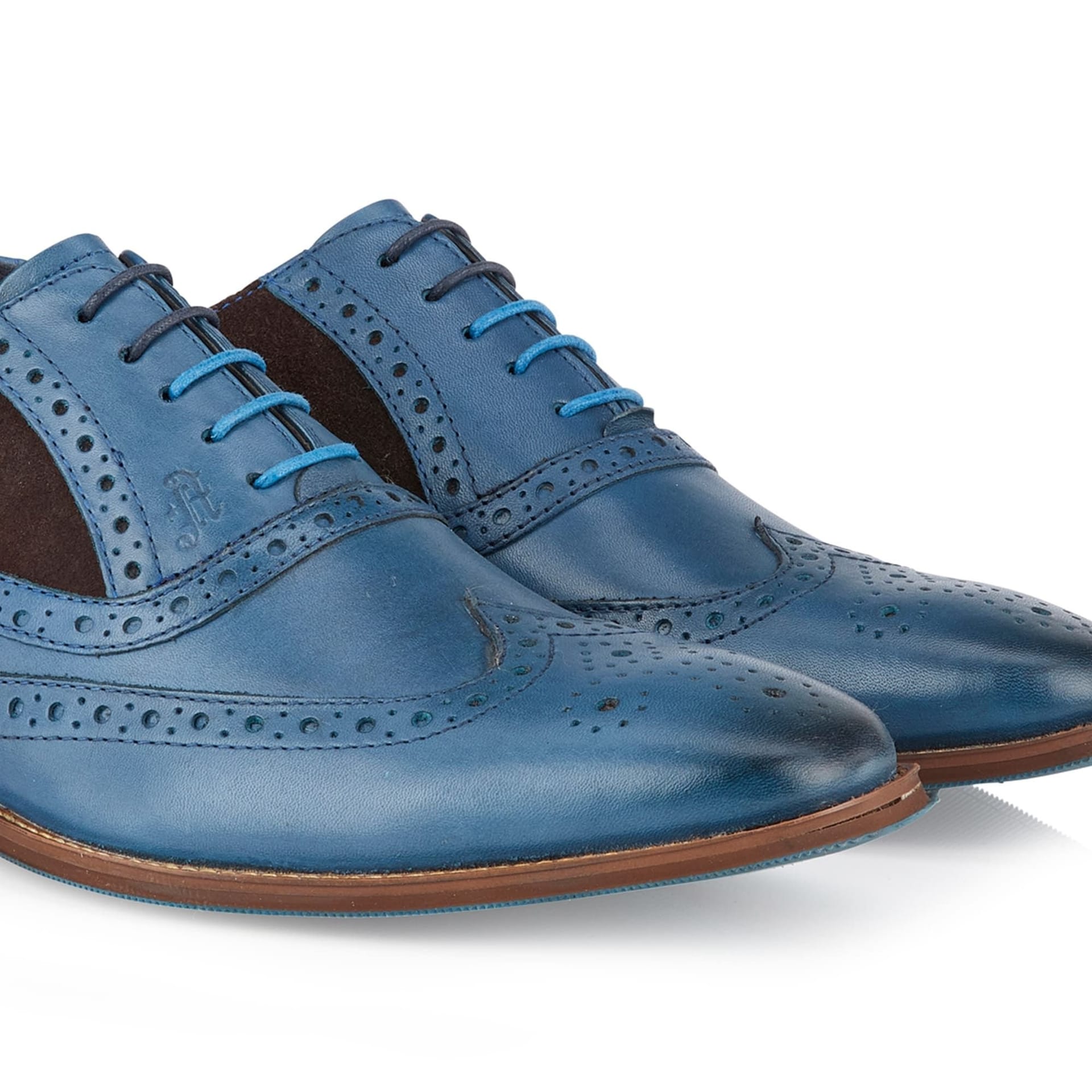 Amen Shoes Amen Shoes Men's Derry Leather Brogue Shoes in Blue - 4