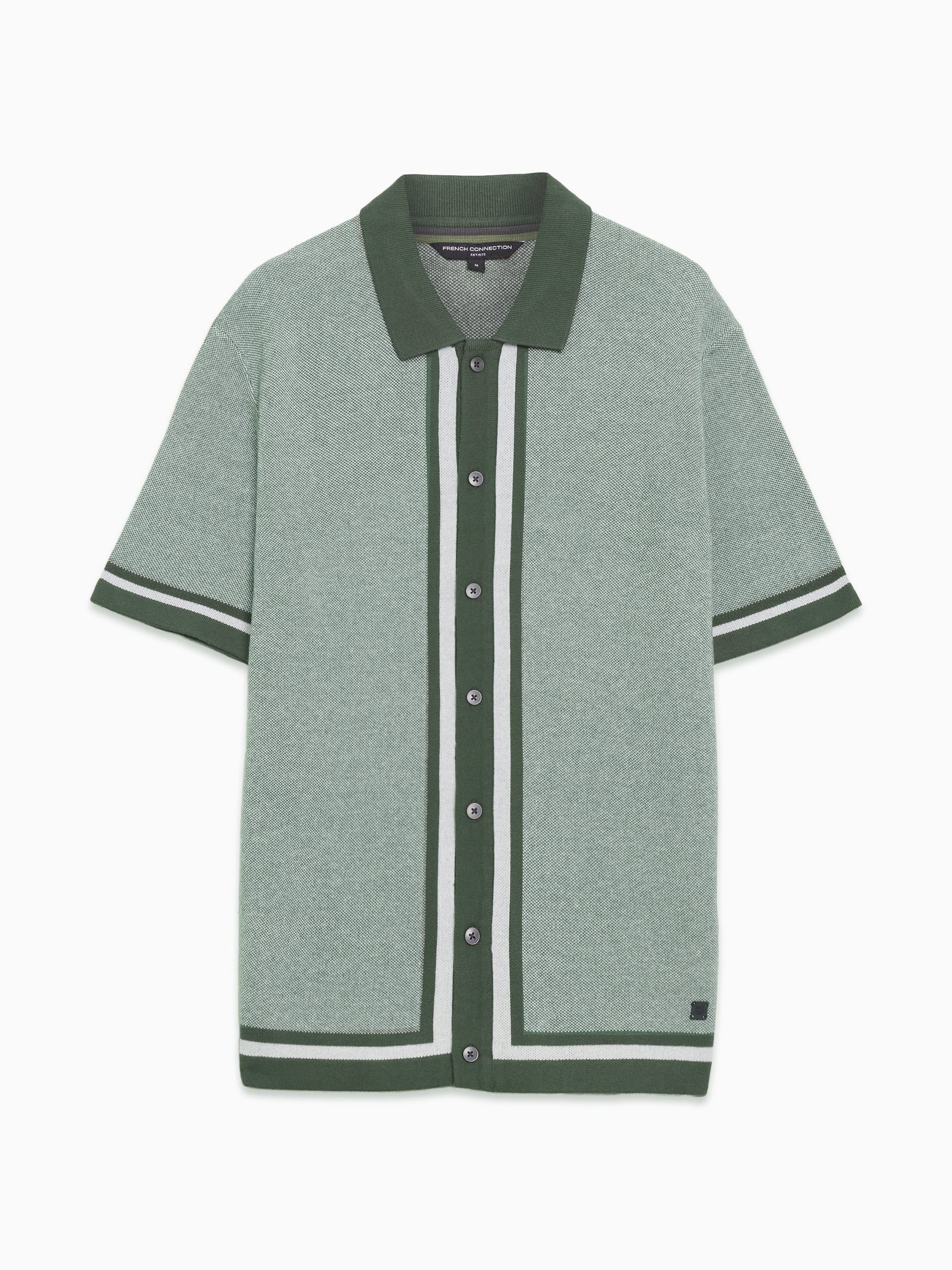 French Connection Green/White Polo Shirt for Women